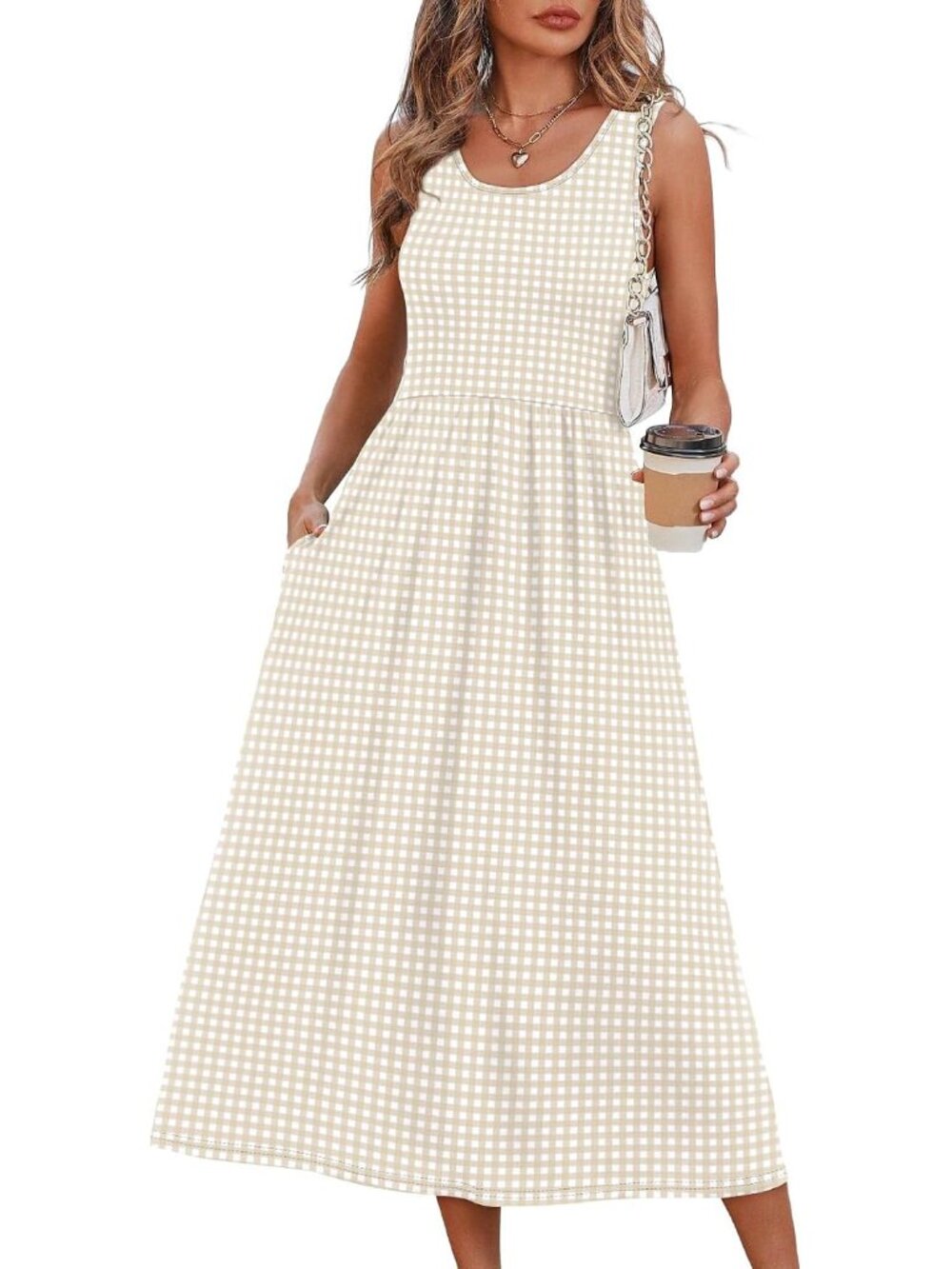 Summer Dresses for Women Flowy Casual Midi Dress Beach Vacation Sundresses with